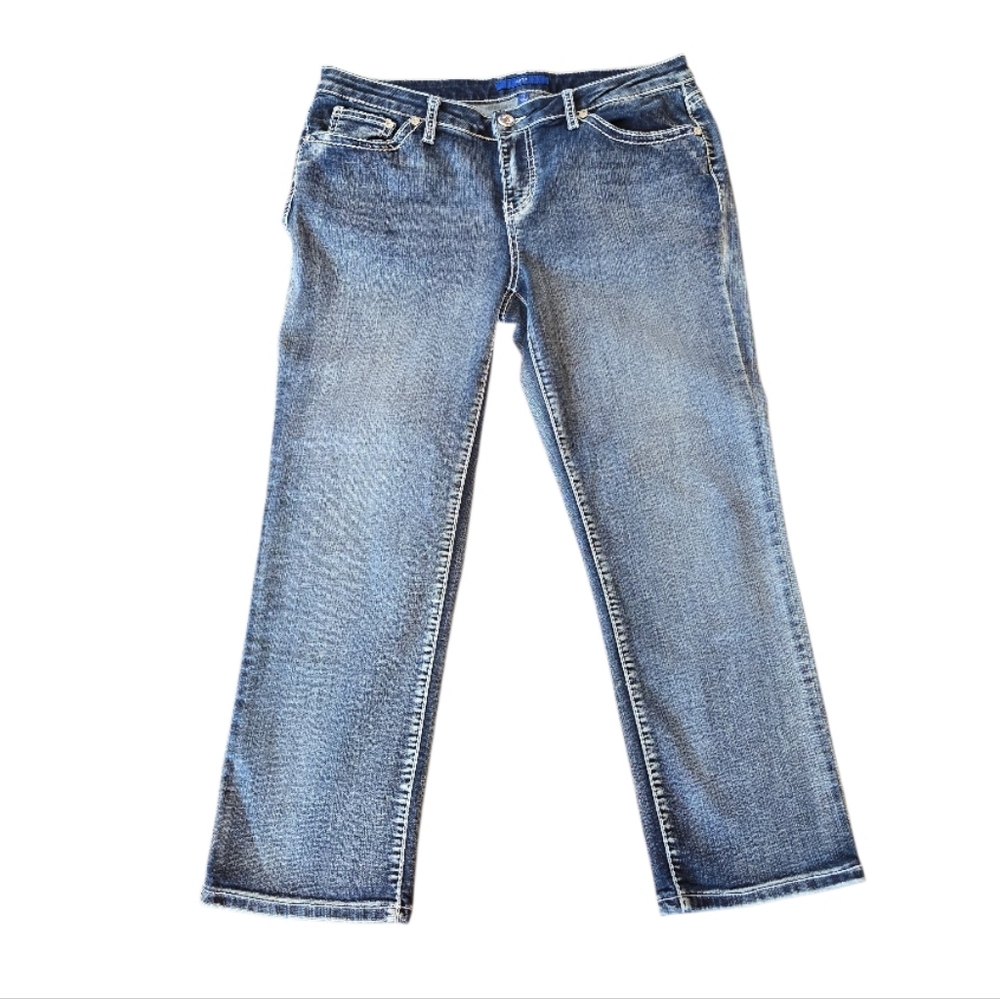 APT.9 Mid Rise Denim Blue Capri Jeans 12